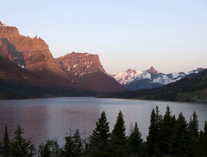 A picture of a landscape and lake in Montana.